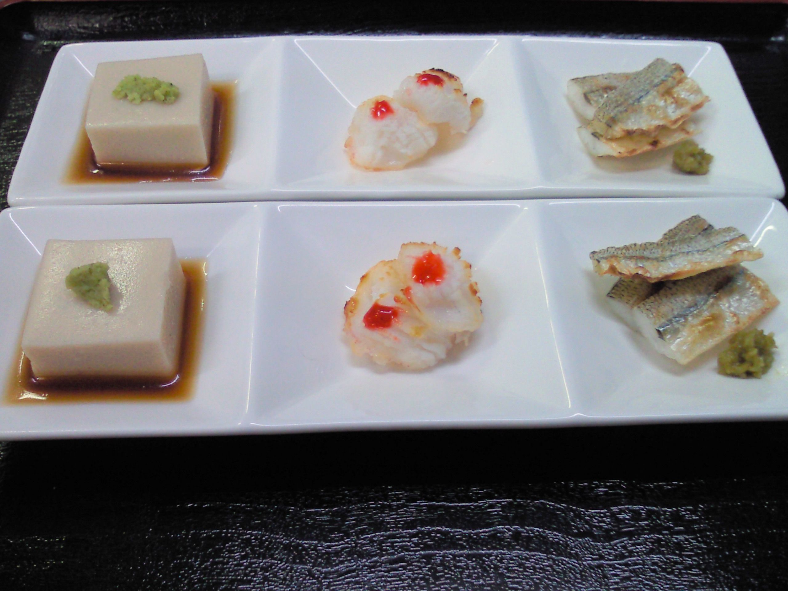 ★味よし「先付の三点盛りです!!」