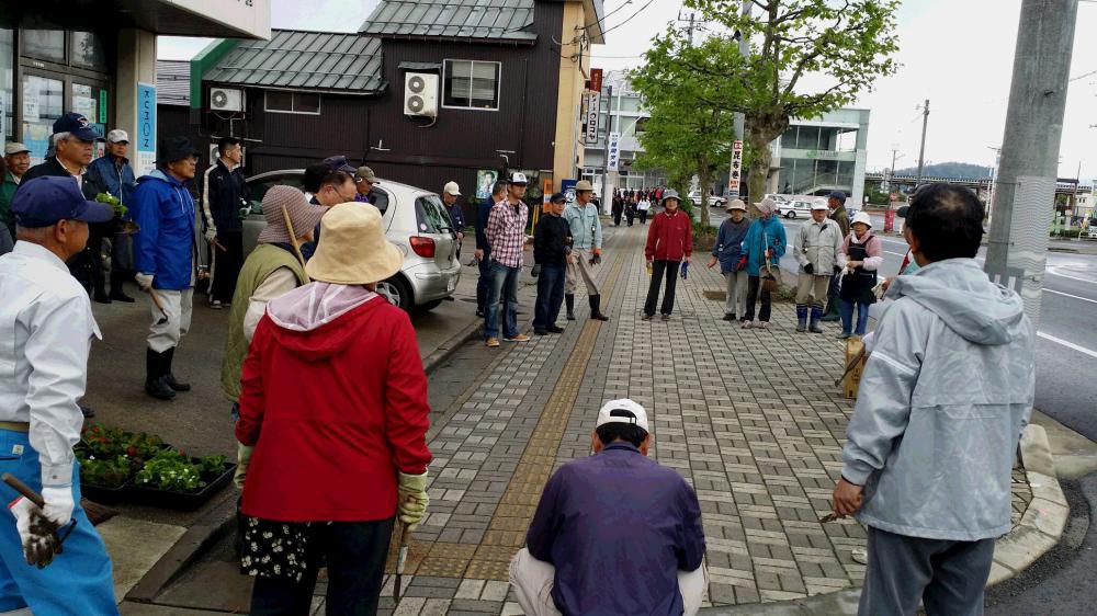 村山駅東口花壇にベコニア植栽しました！