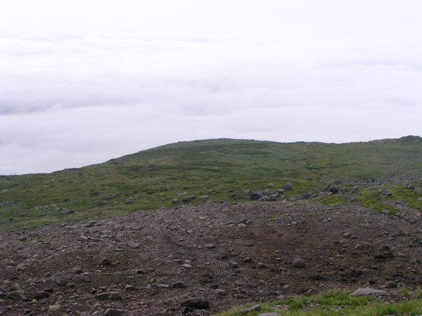 前方の盛り上がりの小山まで