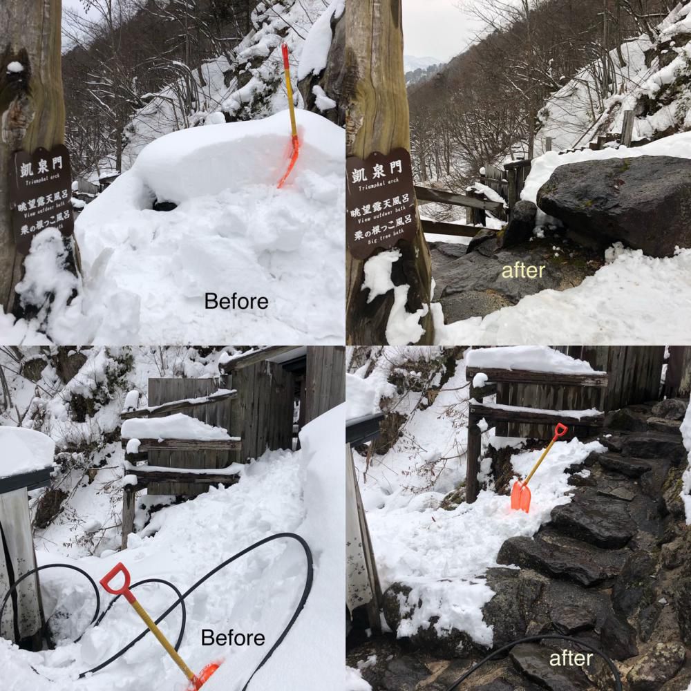 雪見露天風呂回廊整備も温泉力＆人力（笑）