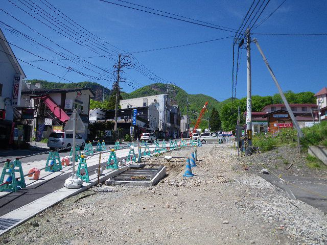 蔵王中央ロープウェイ駅前通りは工事中・・・